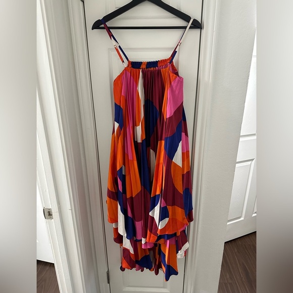 Anthropologie Hutch Design Zane High-Low Accordion Pleated Satin Dress - Picture 4 of 4